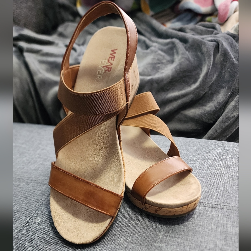 Brown WearEver cork wedges